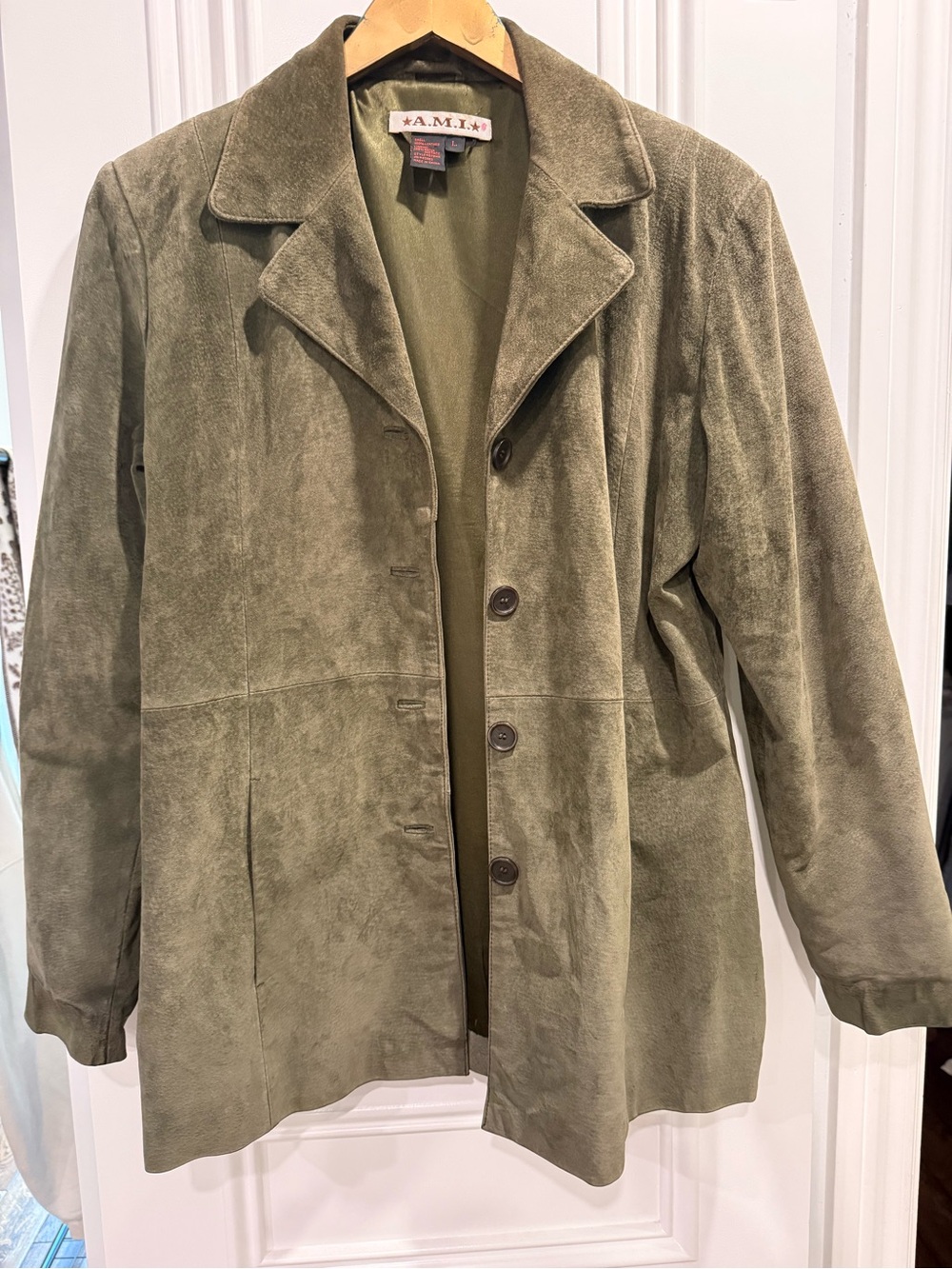 Genuine Suede Button-Front Coat